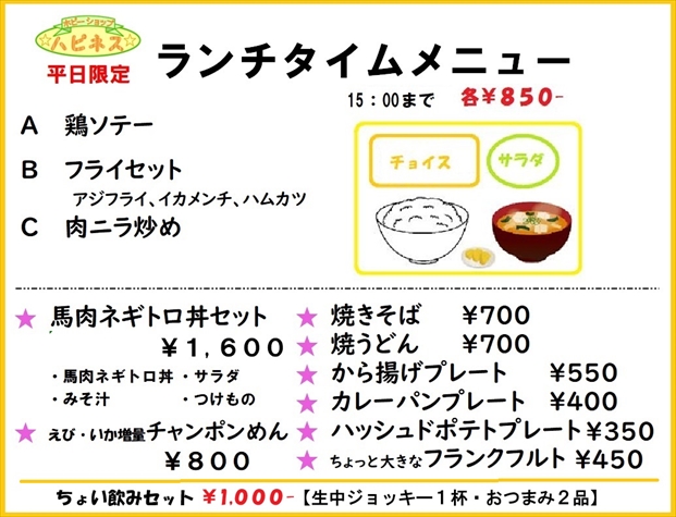 日替りランチの一例